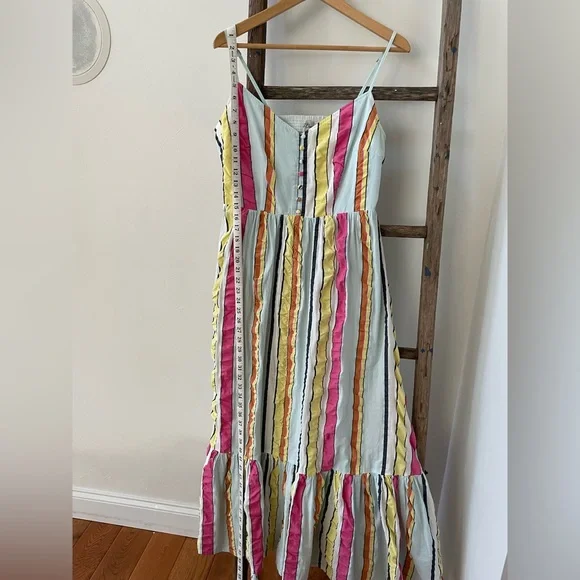 J Crew summer striped seersucker sun dress with elastic smocking at the back. - Picture 2 of 7
